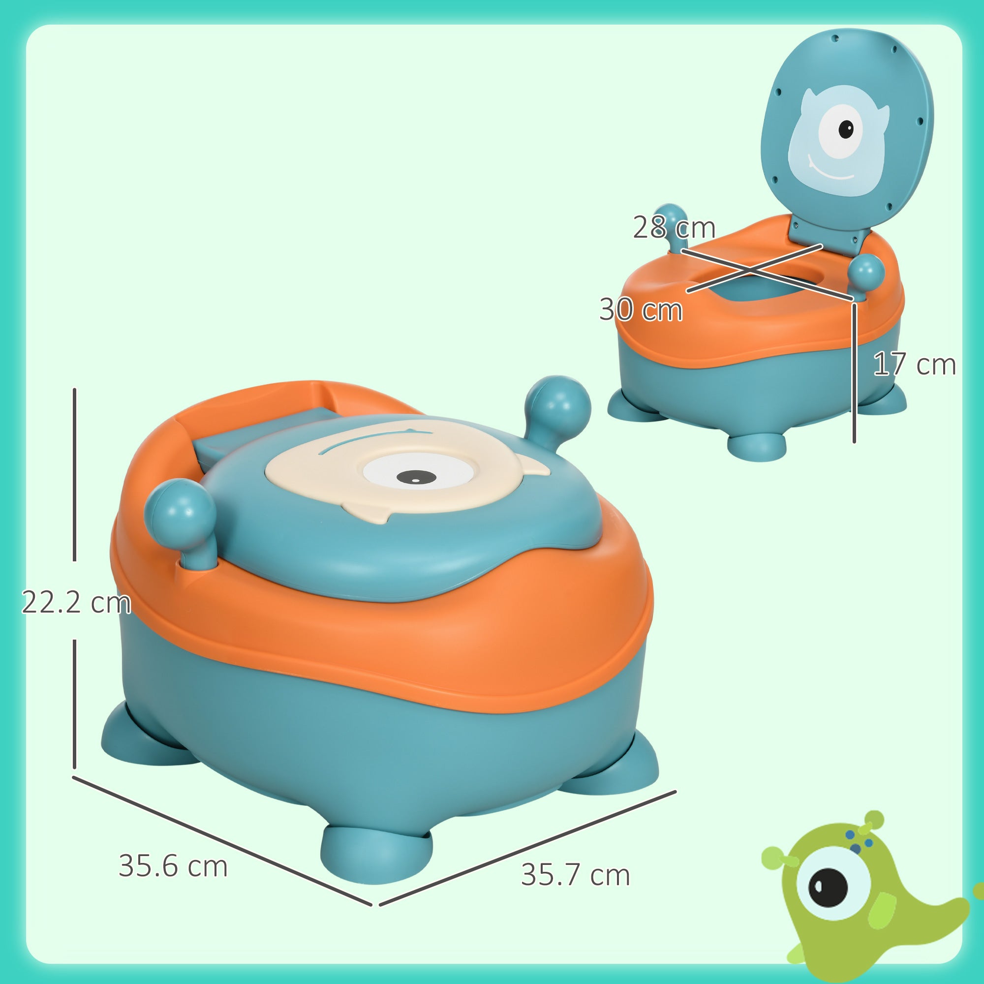 ZONEKIZ Alien-Shaped Potty for Babies from 6 Months, Ergonomic Seat, Backrest and Removable Tub, Blue
