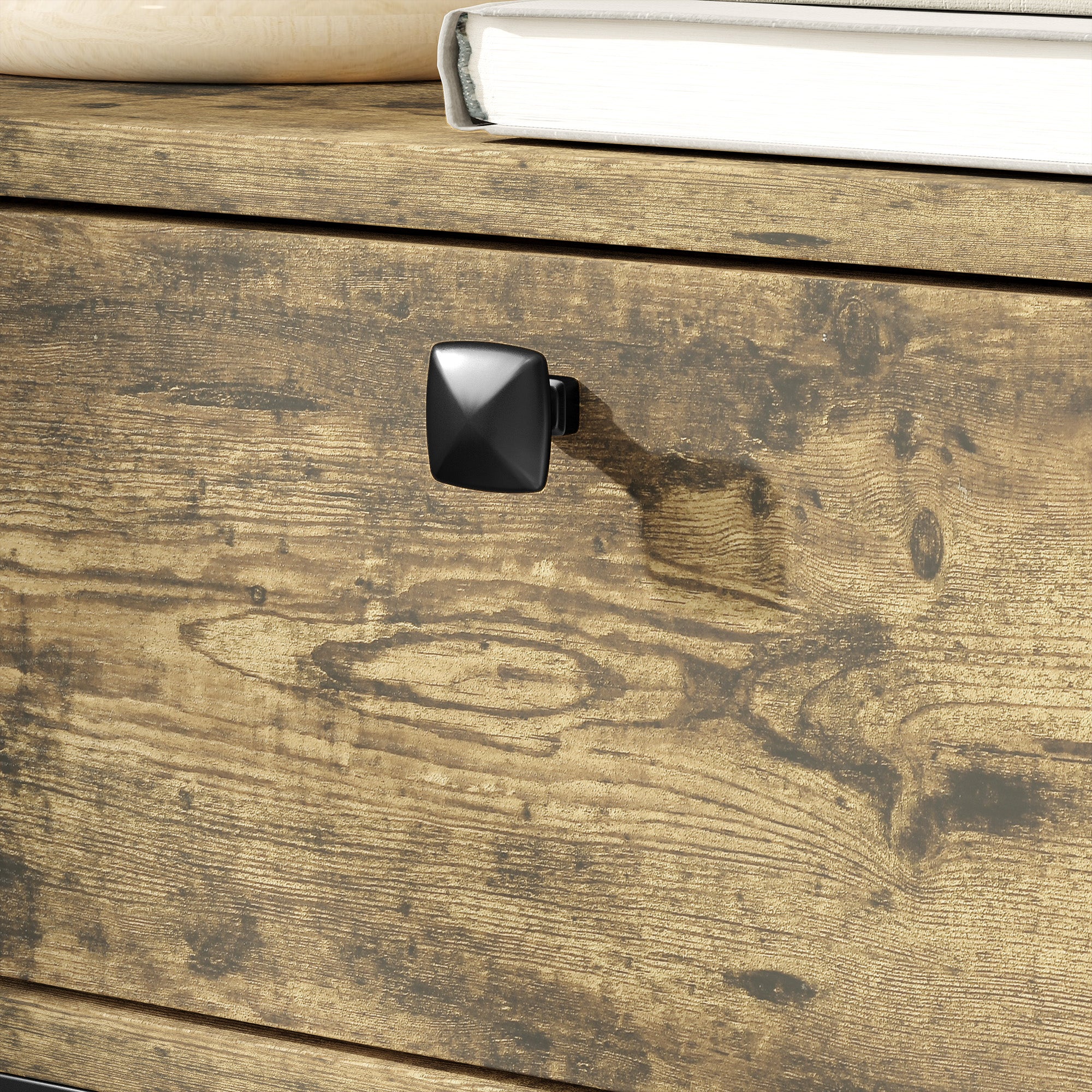 Sofa Table with Drawer and 2 Shelves Industrial Style, in Wood and Metal, 60x30x66.5 cm, Black and Brown