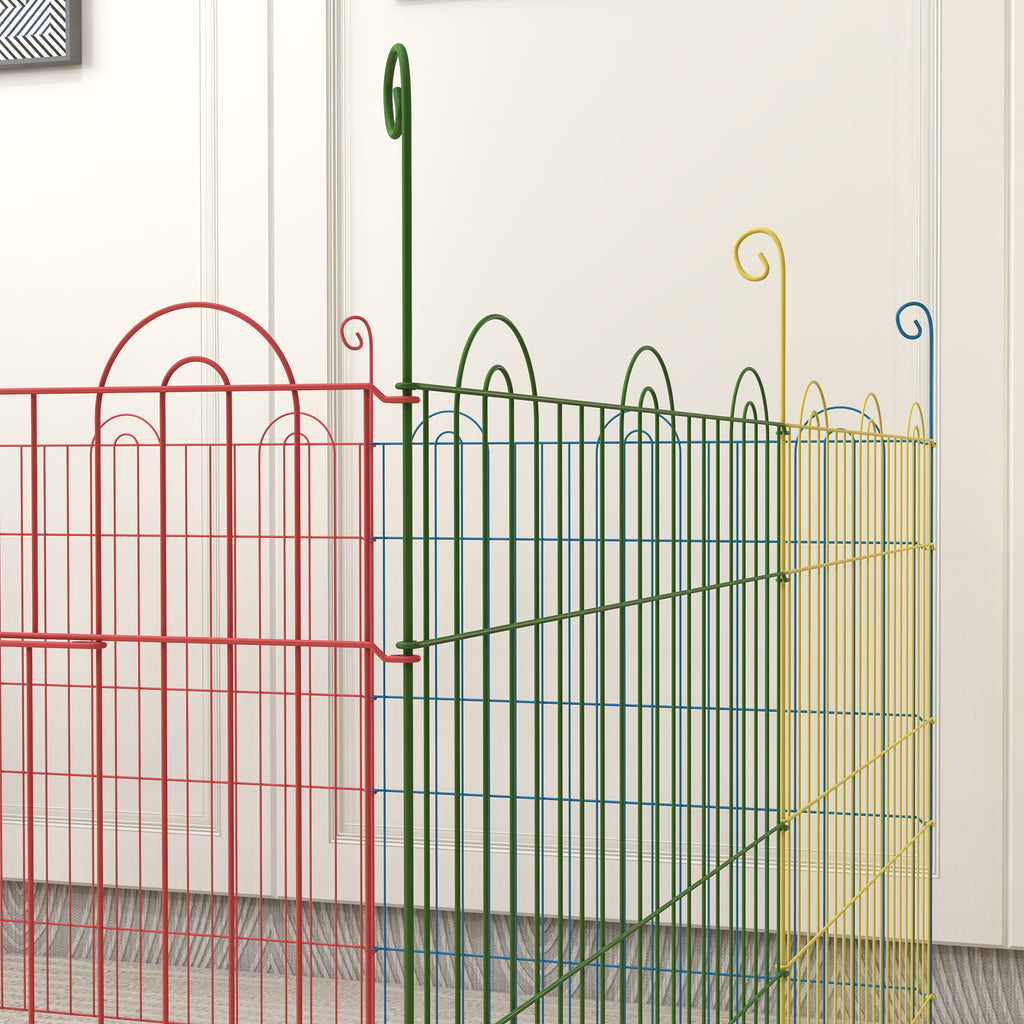 PawHut 8-Panel Dog Gate with Snap Lock, for Medium Dogs, Steel, Ø156x60 cm, Multicolor