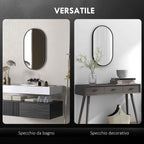 Oval Wall-Mounted Bathroom Mirror with Aluminum Frame, Vertical or Horizontal, 40x70cm, Black