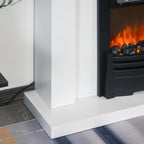 1000W and 2000W Electric Fireplace, 5-Level LED Flame Effect, Remote Control, White Tempered Glass, 102x30x95cm