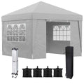 Outsunny 3x3 m Folding Gazebo with Adjustable Height and Windows, in Steel and Oxford Fabric, Light Grey