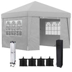 Outsunny 3x3 m Folding Gazebo with Adjustable Height and Windows, in Steel and Oxford Fabric, Light Grey