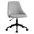 Grey Velvet Office Chair with Adjustable Height, Ergonomic 360° Swivel Chair with Wheels, 50x58x77-87cm