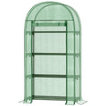 Outsunny Garden Greenhouse with Metal Shelves, PE Cover and Roll-Up Door 80x49x160cm, Green