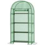 Outsunny Garden Greenhouse with Metal Shelves, PE Cover and Roll-Up Door 80x49x160cm, Green