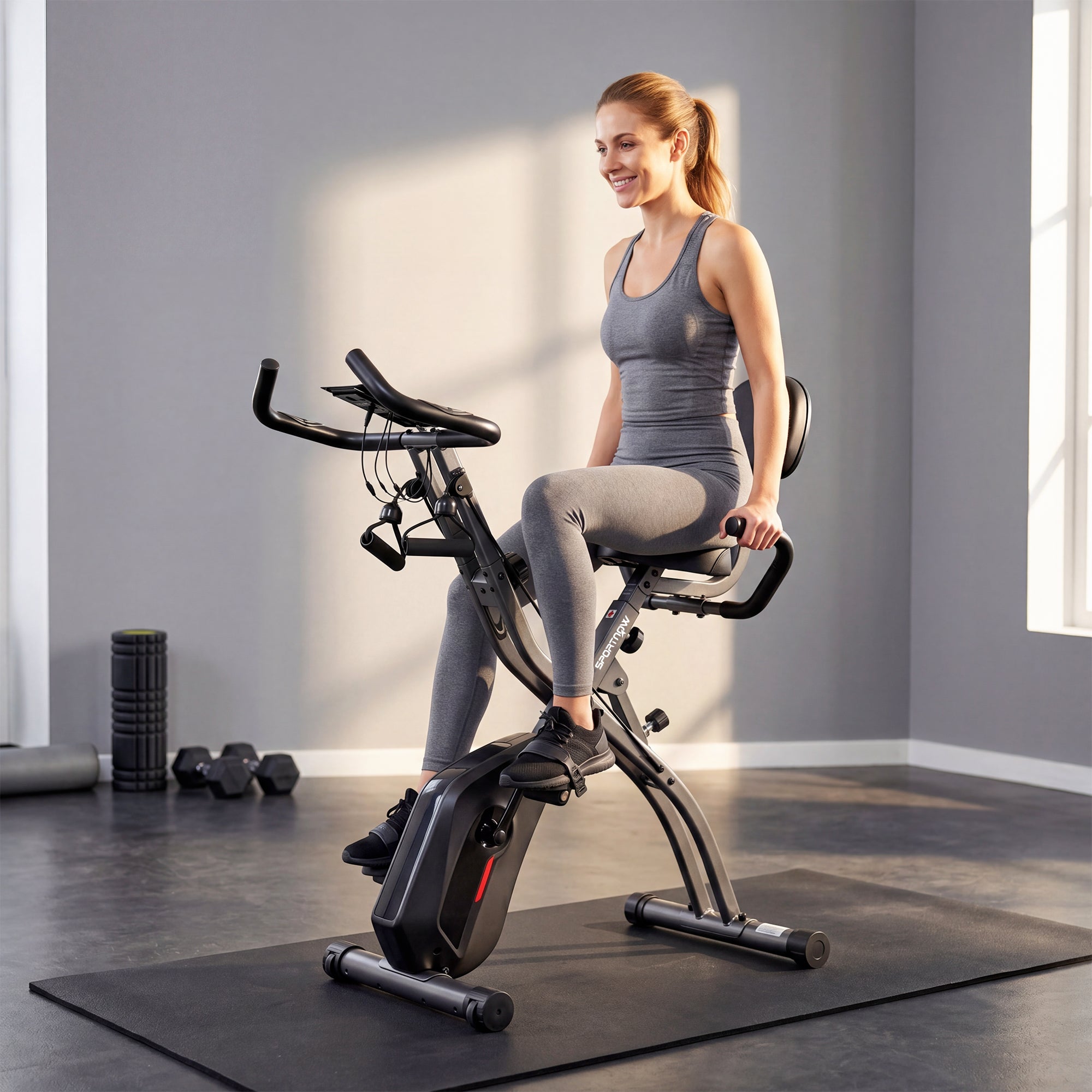 SPORTNOW Magnetic Exercise Bike with 8-Level Resistance, LCD Display and Bluetooth App, in Black Q195 Steel