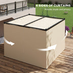Outsunny garden pergola with retractable roof and curtains, metal and polyester, 300x300x227 cm, beige - Borgè