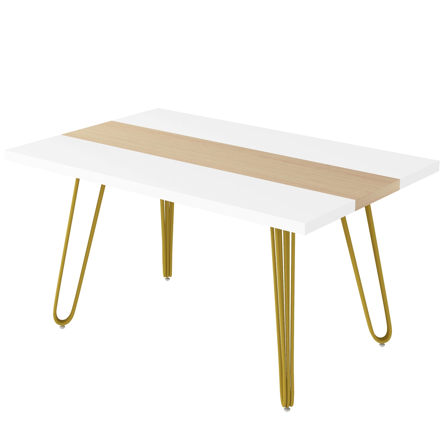 HOMCOM Kitchen and Living Room Table for 6 People Max with Hairpin Legs, in MDF and Steel, 140x89x75.5 cm