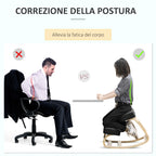 Ergonomic Kneeling Chair in Birch Wood and Cushion, 51x69x58cm, Black