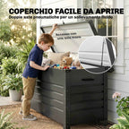 Outsunny 350L Metal Storage Box with Lockable Lid, Wheels, Side Handles, Grey
