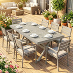 Extendable Garden Table for 8-10 People, in Aluminum and Steel, 154/214x85x73 cm, Gray