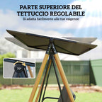 Outsunny 3-Seater Swing with Adjustable Canopy and Cushion, Made of Steel, Texteline and Polyester, 208x125x180 cm, Grey