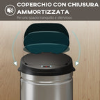 42L Motion Sensor Waste Bin with Automatic Opening, 30.5 x 30.5 x 68 cm, Black and Silver