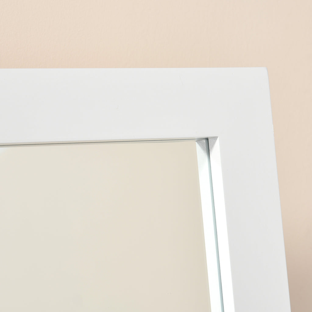 Full-Length Mirror with 4 Legs and Adjustable Angle, Wood and Glass, 47x46x148 cm, White