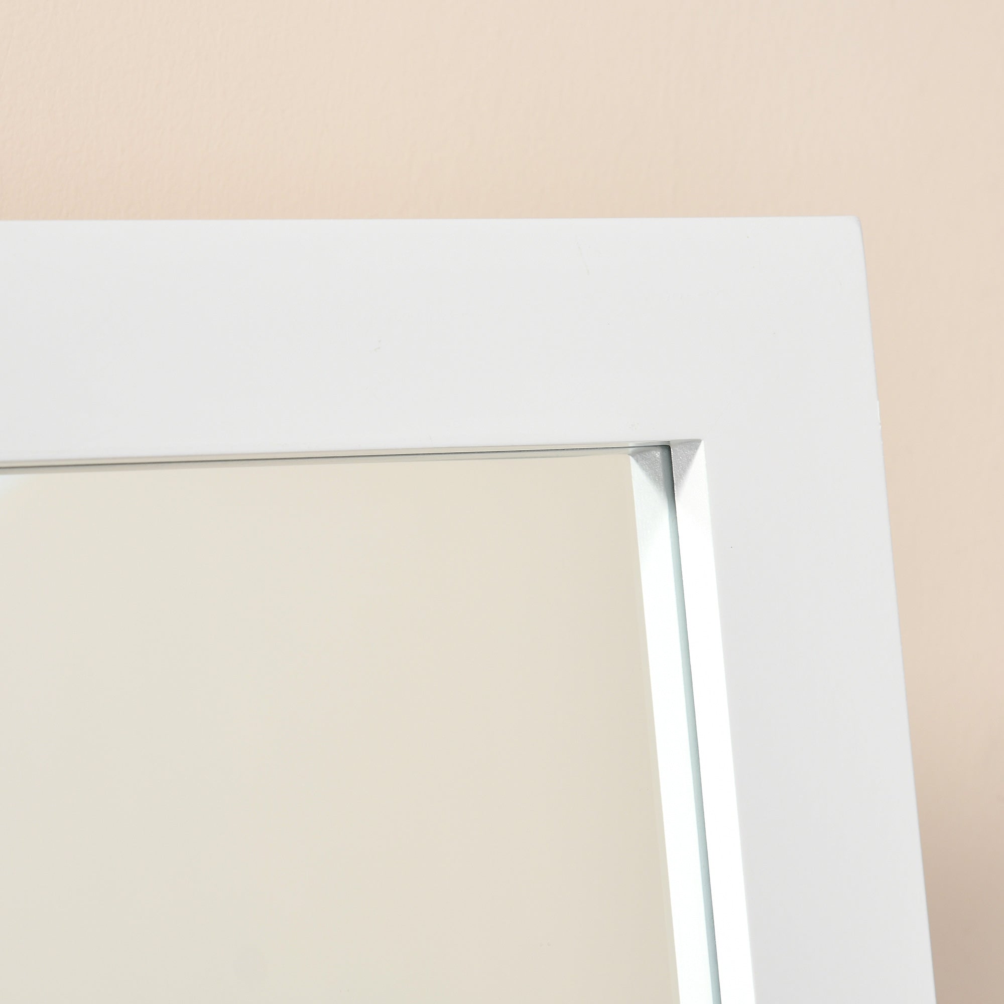Full-Length Mirror with 4 Legs and Adjustable Angle, Wood and Glass, 47x46x148 cm, White