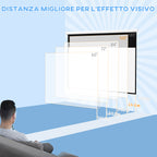 HOMCOM Projector Cover 100" 16:9 Ratio, Wall and Ceiling Mounting for Home and Office, White - Borgè