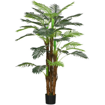 Green Artificial Palm 160 cm in Pot with 36 Leaves, in PE and Cement for Indoor and Outdoor