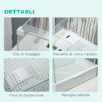 Turtle Tank with 3-Level Filter and Glass and ABS Panels, 51x31x25.5 cm, White
