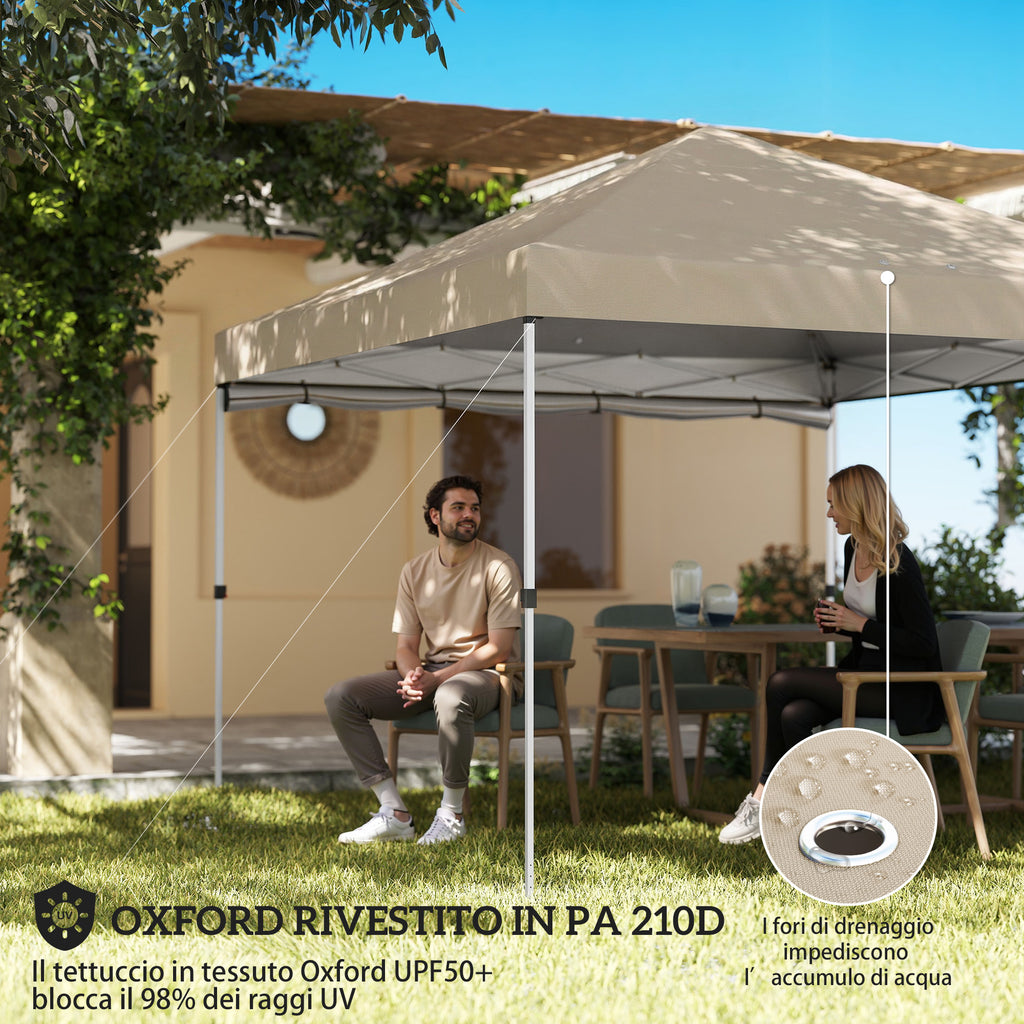 Outsunny 3x3m Pop-Up Folding Gazebo with Side Wall, Metal and Oxford Fabric, Beige