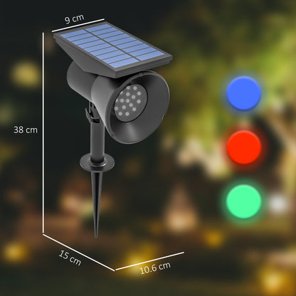 Outsunny Set of 2 RGB Solar Garden Lights with 2 Lighting Modes, in PP and PC, 10.6x15x38 cm, Black