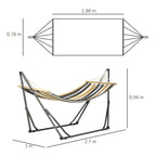 Outsunny Freestanding Hammock with Folding Stand, Cotton Lounger and Steel Frame, Grey