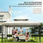 Outsunny 3x4m Waterproof Polyester Garden Gazebo Cover Replacement Roof, Beige