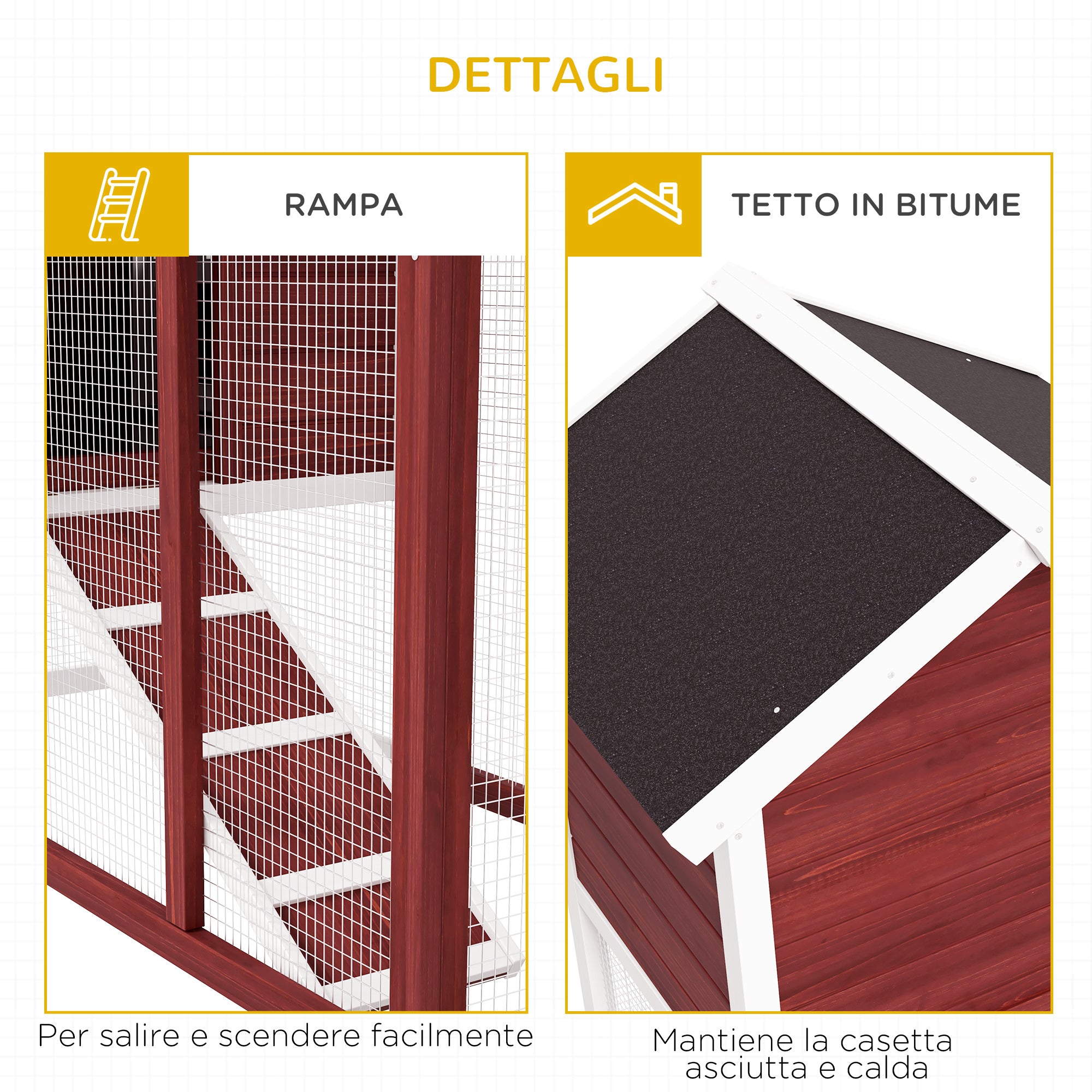 Outdoor Wooden Rabbit Hutch with Rabbit House and Ramp, 122x62. 6x92 cm, Brown and White