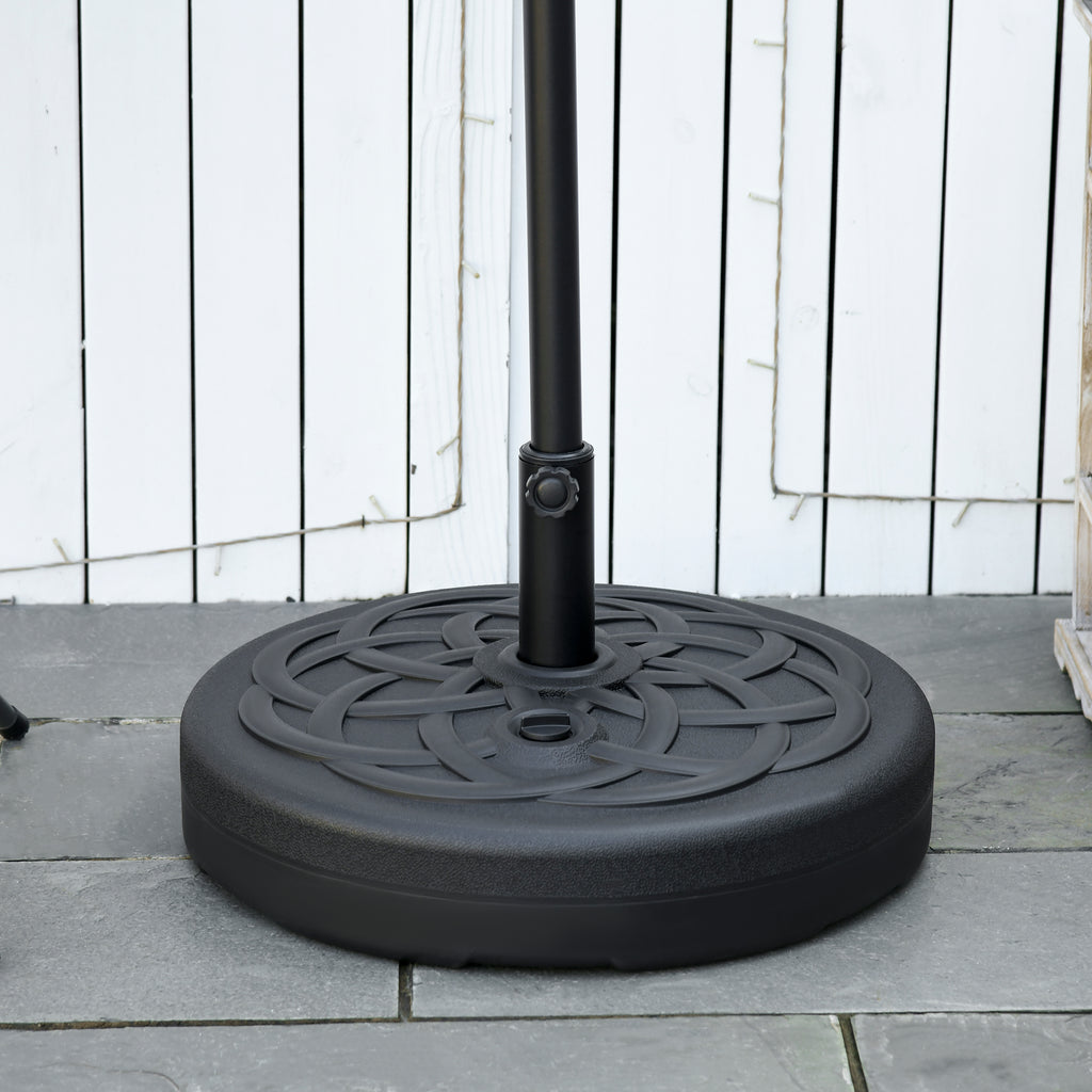 Round Plastic Umbrella Base Fillable with Water and Sand for 38-48 mm Poles, Ø56 cm, Black