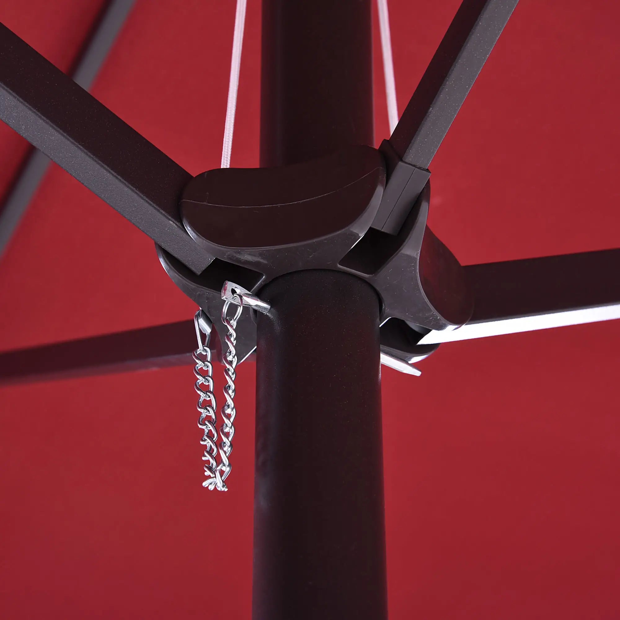 Double Garden Umbrella with Crank Opening, in Steel and Polyester, 460x270x240 cm, Red - Borge' Group Limited