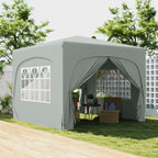 Folding Garden Gazebo 3x3m with Adjustable Height, UPF50+ Protection and Bag, Light Grey