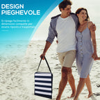 Set of 2 Folding and Adjustable Beach Chairs with Pocket, in Steel and Polyester, 142x51x40 cm, Multicolor