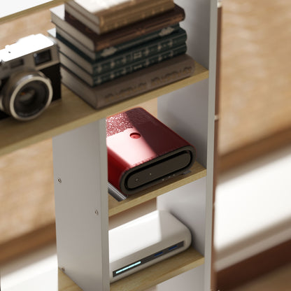 Modern PC Desk with Bookcase, Shelf and CPU Holder, 113x45x138.5 cm, Oak