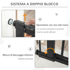 Adjustable Dog Gate with Small Door and Automatic Closure, 75-103x76cm, Black