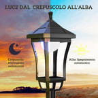 Outsunny Garden Lamp with 6h Autonomy and Ground Anchoring, in ABS and Polycarbonate, 15x15x127 cm, Black - Borgè