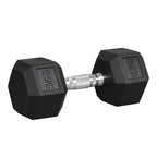 12.5kg Hex Single Dumbbell with Non-Slip Knurled Grip, Black