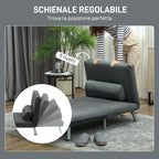 3-in-1 Sofa Bed with Adjustable Backrest and Linen-Effect Fabric Cushion, Dark Grey