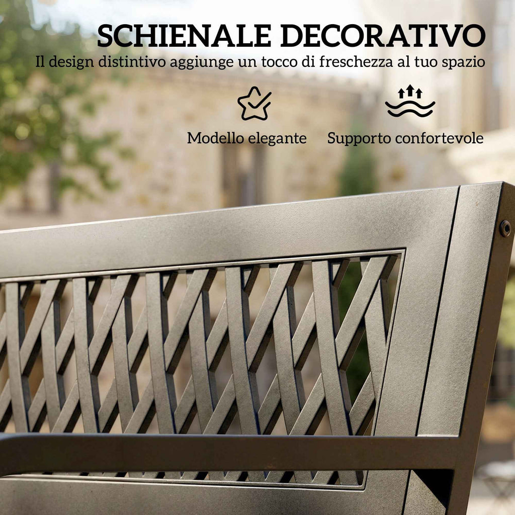 Outsunny Outdoor Garden Bench, 2 Seater, Black Patio Bench