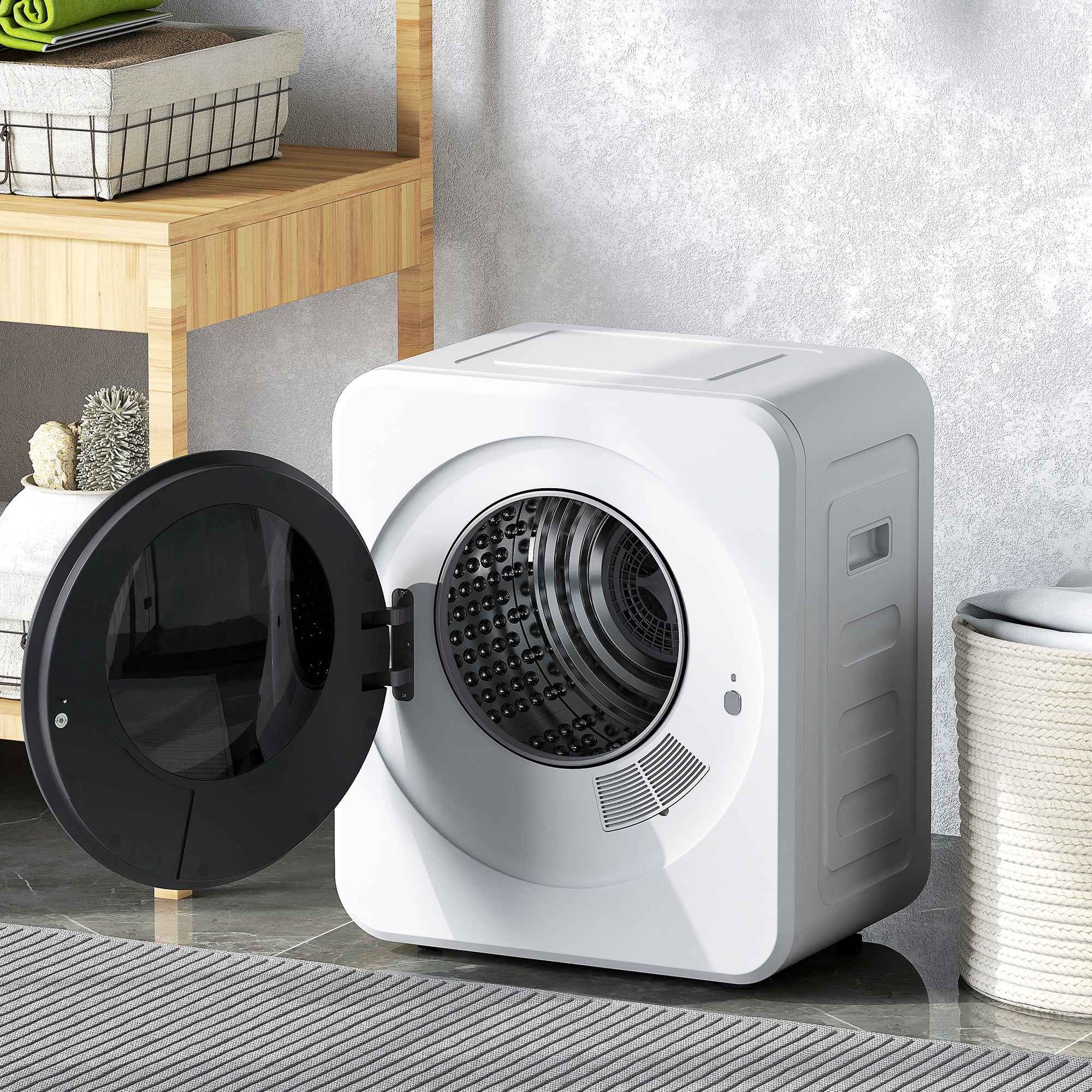 Mini Portable Dryer 4 kg, LED Display, 800W, Front Loading, Up to 60°, Stackable/Wall/Freestanding, Timer, for Home, White