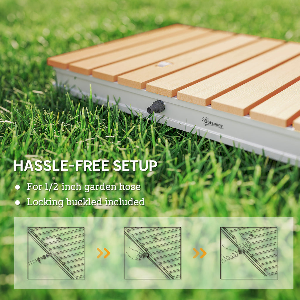 Portable Garden Shower with Height up to 4 m and Adjustable Water Jets, 70x55 cm, Wood