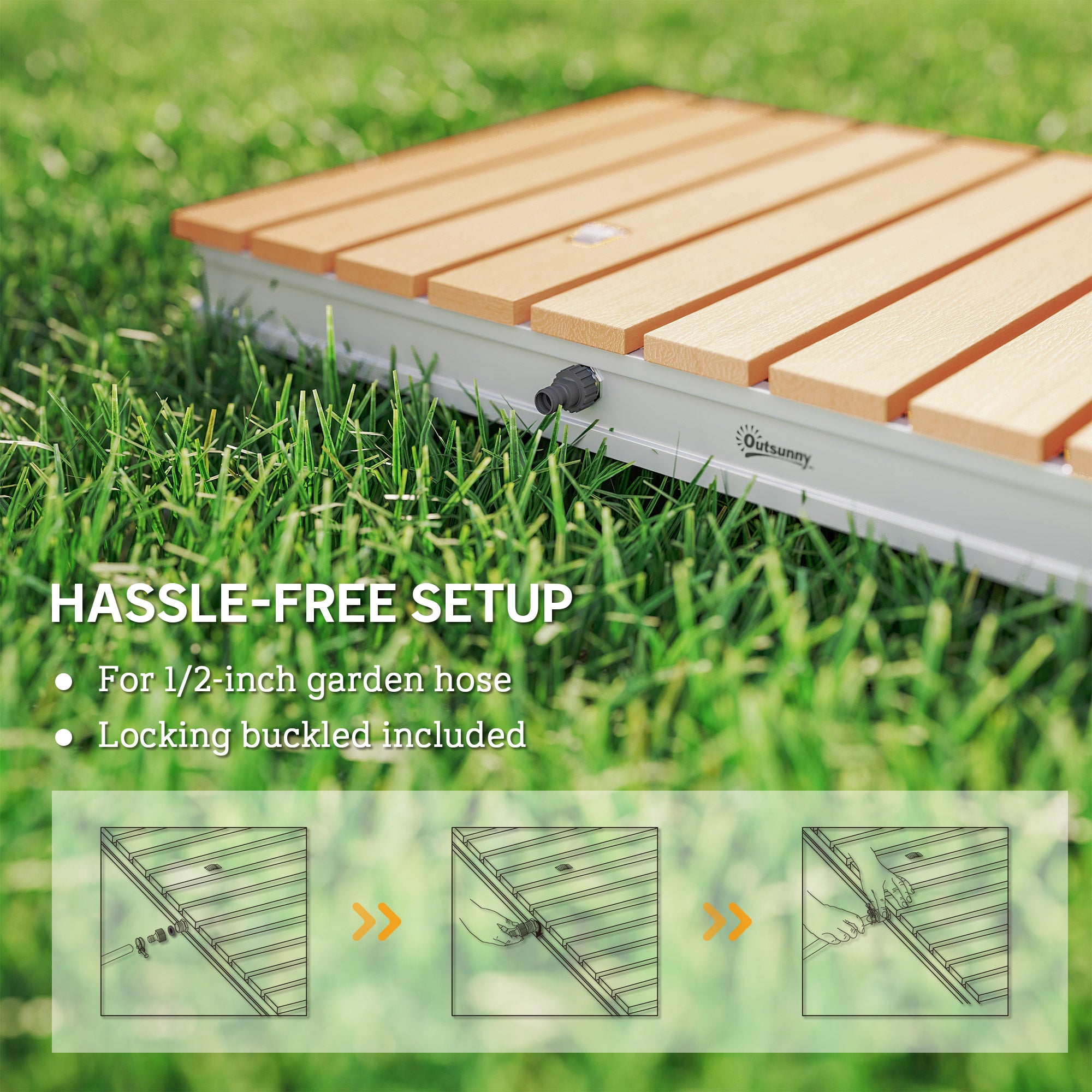 Portable Garden Shower with Height up to 4 m and Adjustable Water Jets, 70x55 cm, Wood