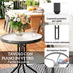 Outsunny 3-Piece Garden Set with 2 Garden Chairs 54x71x93 cm and Round Table Ø60x71 cm in Grey Steel