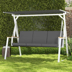 Outsunny 3-Seater Garden Swing with Tilting Canopy, Steel, 205x130x175 cm, Dark Grey