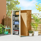 Outsunny Metal Tool Shed with Sloped Roof and Lockable Door, 142x86x189 cm, Yellow