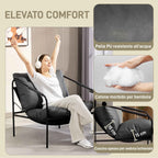 HOMCOM PU Leather Metal Frame Lounge Chair with Thick Cushions, 74.5 x 75 x 77 cm, Charcoal Grey