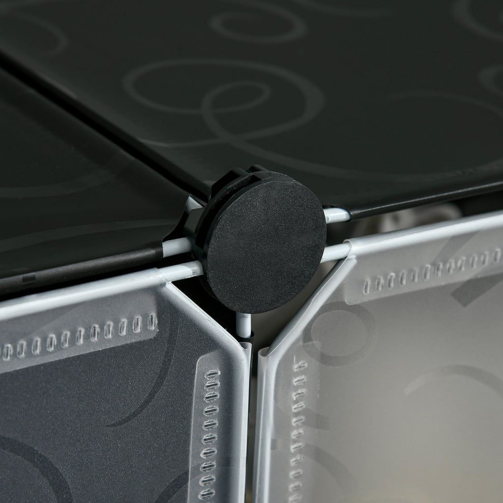 Space-Saving Modular Shoe Rack, 12 Cubes 45x35x16 cm in Steel and PP, Black and White