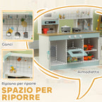 Wooden Toy Kitchen for Children Ages 3+, Interactive Stove, Oven and Coffee Machine, White