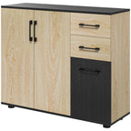 HOMCOM Modern Sideboard with 2 Cabinets and 2 Drawers in Wood, 90x30x75.5cm, Walnut and Black - Borgè