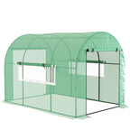 Outsunny 3x2x2 m Steel and UV-Resistant Polyethylene Tunnel Greenhouse for Vegetable Garden with Roll-Up Doors and Windows, Green