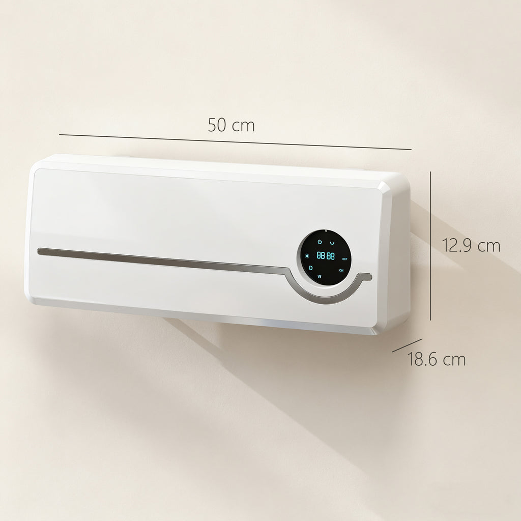 2000W Wall-Mounted Ceramic Heater with 3 Modes, Adjustable Temperature, Timer, Remote Control, Child Lock, White